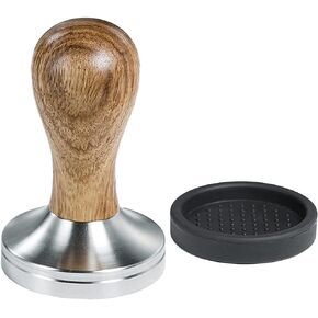 51mm Coffee Tamper Espresso Press with Tamper Mat Tamper with 304 Stainless Steel Base Wooden Handle Barista Espresso Machines Accessory (51mm)