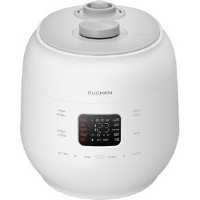 Cuchen CRS-FWK0640WUS طباخ الأرز بالضغط المزدوج 6 أكواب وأكثر دفئًا، عالي/بدون ضغط، 10 خيارات للقائمة، تعبئة طاقة ثلاثية، مقبض سهل الفتح، غطاء مقاوم للصدأ قابل للفصل، تنظيف تلقائي بالبخار، أبيض