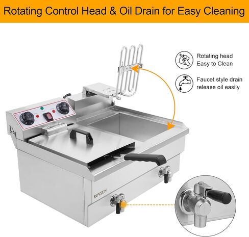 ROVSUN 12.5QT/11.8L Electric Deep Fryer w/Frying Basket, Timer, Drain, & Lid, Commercial Countertop Single Tank Frying Machine, Adjustable Temperature, for French Fries Donuts Onion Rings, 1700W 110V in Saudi Arabia