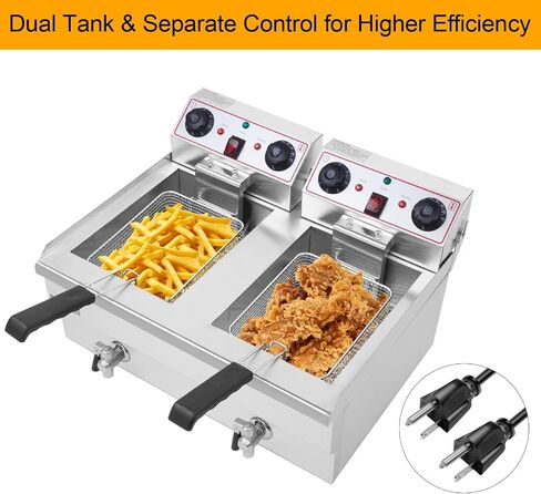 ROVSUN 12.5QT/11.8L Electric Deep Fryer w/Frying Basket, Timer, Drain, & Lid, Commercial Countertop Single Tank Frying Machine, Adjustable Temperature, for French Fries Donuts Onion Rings, 1700W 110V in Saudi Arabia