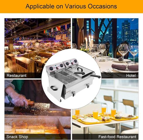 ROVSUN 12.5QT/11.8L Electric Deep Fryer w/Frying Basket, Timer, Drain, & Lid, Commercial Countertop Single Tank Frying Machine, Adjustable Temperature, for French Fries Donuts Onion Rings, 1700W 110V in Saudi Arabia