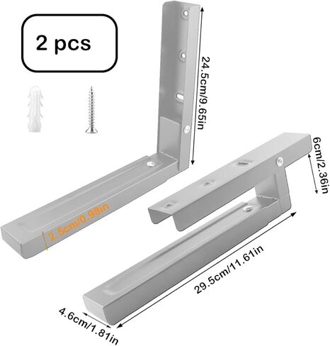 رف الميكروويف العالمي، دعامات الميكروويف على الحائط، مجموعة تركيب الميكروويف تحت الخزانة، نطاق تمديد حامل الميكروويف عالي التحمل من 12 إلى 18.4 بوصة (أبيض) in Kuwait