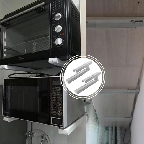 رف الميكروويف العالمي، دعامات الميكروويف على الحائط، مجموعة تركيب الميكروويف تحت الخزانة، نطاق تمديد حامل الميكروويف عالي التحمل من 12 إلى 18.4 بوصة (أبيض) in Kuwait