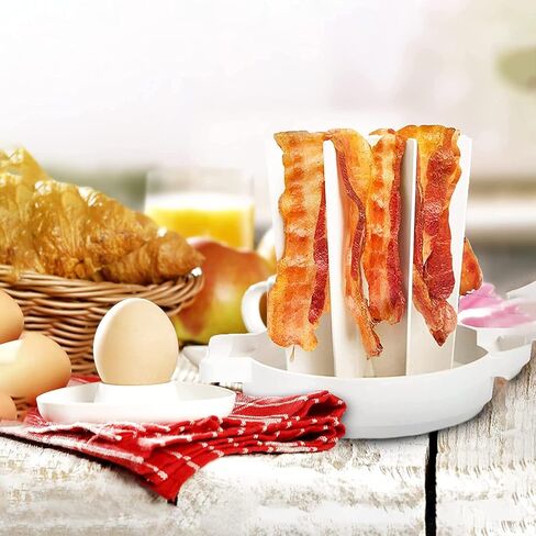 Vexiog Oven Bacon Cooker,microwave traySplatter-Proof and Mess-Free Design,Make Yummy,Crispy,Bacon in Your Microwave,Pour the Grease Right Out,Easy-to-Clean,Easy-to-Store in Saudi Arabia