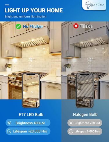 JandCase Microwave Light Bulbs Under Hood,E17 LED Bulb 40W Equivalent,6000K in Saudi Arabia