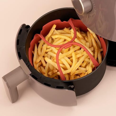 2 Pack Air Fryer Silicone Liner Easy Cleaning 7 inch & 8 inch Silicone Air Fryer Basket Heat Resistant, Reusable with handles Air fryer Silicone Pot Round Air fryer Oven Accessories in Saudi Arabia