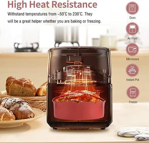 2 Pack Air Fryer Silicone Liner Easy Cleaning 7 inch & 8 inch Silicone Air Fryer Basket Heat Resistant, Reusable with handles Air fryer Silicone Pot Round Air fryer Oven Accessories in Saudi Arabia