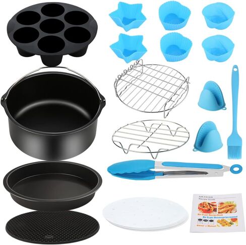 Air Fryer Accessories, 11PCS for Cosori Ninja Air Fryer, Fit all 3.7QT - 5.3QT Power Deep Air Fryer with 7 Inch Cake Barrel, Pizza Pan, Cupcake Pan, Skewer Rack in Saudi Arabia