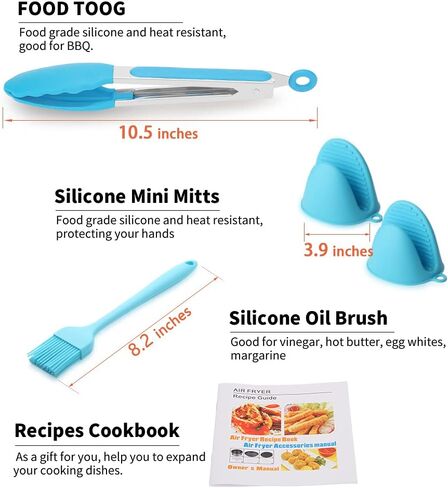 Air Fryer Accessories, 11PCS for Cosori Ninja Air Fryer, Fit all 3.7QT - 5.3QT Power Deep Air Fryer with 7 Inch Cake Barrel, Pizza Pan, Cupcake Pan, Skewer Rack in Saudi Arabia