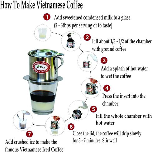 AMT 6.5 oz Coffee Maker, Phin Filter, Screw Down Coffee Dripper for Vietnamese Style Coffee at Home or Office in Kuwait