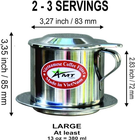 AMT 6.5 oz Coffee Maker, Phin Filter, Screw Down Coffee Dripper for Vietnamese Style Coffee at Home or Office in Kuwait