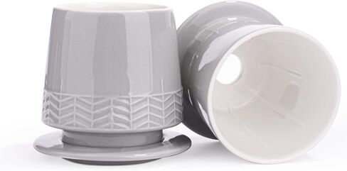 ماكينة تحضير القهوة مع كوب من لونافيتا، ماكينة تحضير القهوة بالتقطير من السيراميك، ماكينة تحضير القهوة اليدوية للاستخدام مرة واحدة للمنزل والمطبخ والمكتب والمقهى (رمادي) in Kuwait