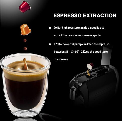 ماكينة صنع قهوة اسبريسو صغيرة من جاسي، 20 كبسولة بار، متوافقة مع كبسولات نسبرسو الأصلية، تحكم في التخمير بلمسة واحدة، تحكم في الكوب in Kuwait