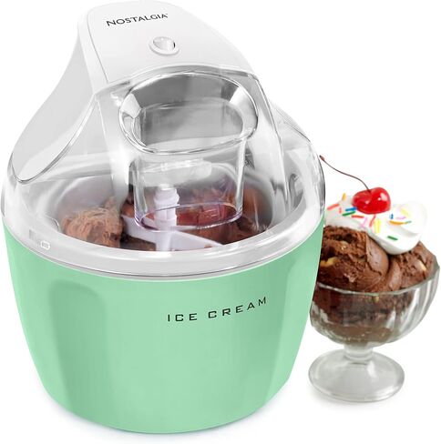 Nostalgia Electric Ice Cream Maker - Old Fashioned Soft Serve Ice Cream Machine Makes Frozen Yogurt or Gelato in Minutes - Fun Kitchen Appliance - Modern Style - Tan - 1.5 Quart in Saudi Arabia