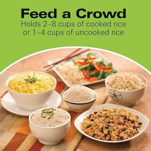 Hamilton Beach Mini Rice Cooker & Food Steamer, 8 Cups Cooked (4 Uncooked), With Steam & Rinse Basket, White (37508) in Saudi Arabia