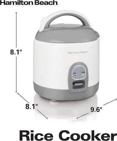Hamilton Beach Mini Rice Cooker & Food Steamer, 8 Cups Cooked (4 Uncooked), With Steam & Rinse Basket, White (37508) in Saudi Arabia