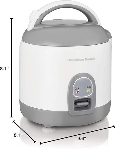Hamilton Beach Mini Rice Cooker & Food Steamer, 8 Cups Cooked (4 Uncooked), With Steam & Rinse Basket, White (37508) in Saudi Arabia