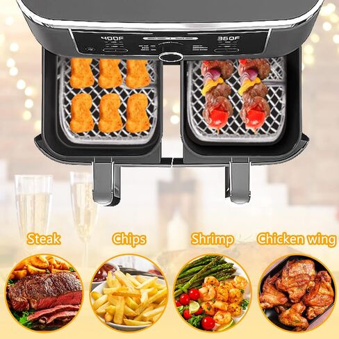 BABORUI Air Fryer Rack for Ninja Dual Air Fryer, 3-Layer Dehydrator Rack for Expanding Food Capacity, Time-Saving Air Fryer Accessories Compatible with Ninja Foodi Air Fryer DZ201 in Saudi Arabia