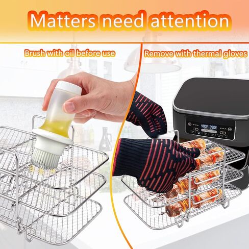 BABORUI Air Fryer Rack for Ninja Dual Air Fryer, 3-Layer Dehydrator Rack for Expanding Food Capacity, Time-Saving Air Fryer Accessories Compatible with Ninja Foodi Air Fryer DZ201 in Saudi Arabia