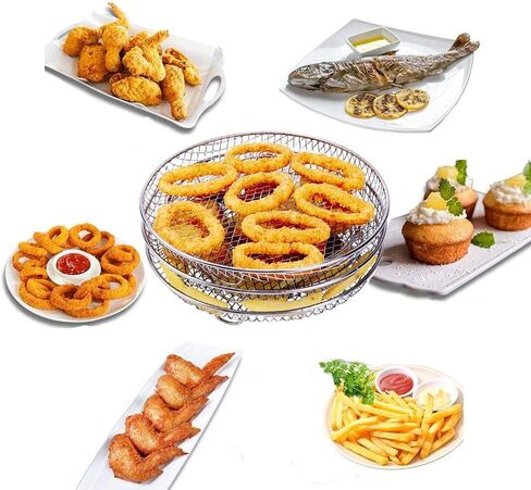Air Fryer Rack, 3Pcs Air Fryer Dehydrator Racks Stackable Food Grade Stainless Steel Fruit Meat Dehydration Air Fryer Rack for Air Fryer in Saudi Arabia