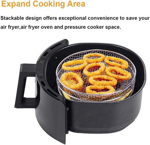 Air Fryer Rack, 3Pcs Air Fryer Dehydrator Racks Stackable Food Grade Stainless Steel Fruit Meat Dehydration Air Fryer Rack for Air Fryer in Saudi Arabia