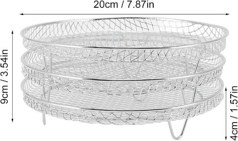 Air Fryer Rack, 3Pcs Air Fryer Dehydrator Racks Stackable Food Grade Stainless Steel Fruit Meat Dehydration Air Fryer Rack for Air Fryer in Saudi Arabia