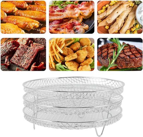 Air Fryer Rack, 3Pcs Air Fryer Dehydrator Racks Stackable Food Grade Stainless Steel Fruit Meat Dehydration Air Fryer Rack for Air Fryer in Saudi Arabia