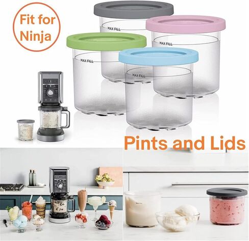 Ice Cream Category Ninja Ice Cream Category NC299AMZ NC300 Series Ice Cream Maker Dishwasher Safe Leak Proof Cream Container Box Lid Pink/Green/Gray/Blue in Saudi Arabia