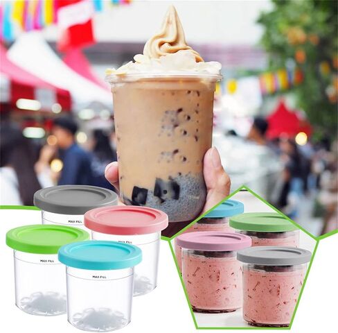 Ice Cream Category Ninja Ice Cream Category NC299AMZ NC300 Series Ice Cream Maker Dishwasher Safe Leak Proof Cream Container Box Lid Pink/Green/Gray/Blue in Saudi Arabia