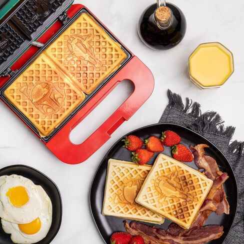 Uncanny Brands WM2-SRW-BBF Star Wars Boba Fett Double-Square Waffle Maker, 9" x 9", Green in Saudi Arabia