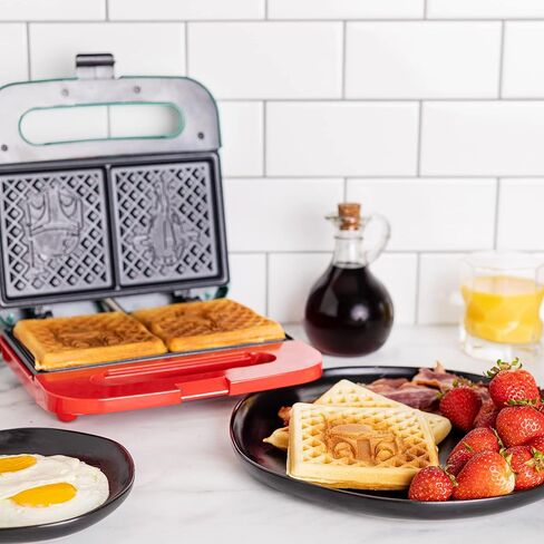 Uncanny Brands WM2-SRW-BBF Star Wars Boba Fett Double-Square Waffle Maker, 9" x 9", Green in Saudi Arabia