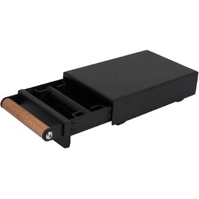 درج صندوق دق الإسبريسو من ديبتسا، حاوية القهوة من الفولاذ المقاوم للصدأ مع مقبض خشبي، شريط مطاطي قابل للإزالة وقاعدة غير قابلة للانزلاق، صغير 10.24 × 5.51 × 2.56 بوصة (أسود) in Kuwait