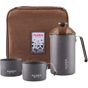 Alocs French Press Coffee Maker, Hard Alumina Coffee Press with 2 Coffee Cups, Lightweight and Portable French Press for Home, Office, Travel, Self-Drive, Camping, 20 oz in Saudi Arabia