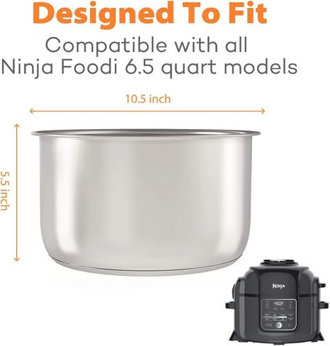 SiCheer Stainless Steel Inner Pot for Ninja Foodi 8 Qt Pressure Cooker | Compatible with Ninja Foodi 8 Qt, this 304 stainless steel replacement inner pot delivers even heating, and easy cleanup in Kuwait