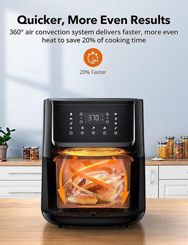 iLIKENEW Air Fryer Large XL 6 QT 1750W Oven with TOUCH Control Panel 11 Functions Fry, Roast, Reheat, Bake, Nonstick Easy Clean, Auto Shut Off, Portable, Camping 50 Free Recipes in Saudi Arabia