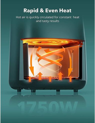 iLIKENEW Air Fryer Large XL 6 QT 1750W Oven with TOUCH Control Panel 11 Functions Fry, Roast, Reheat, Bake, Nonstick Easy Clean, Auto Shut Off, Portable, Camping 50 Free Recipes in Saudi Arabia