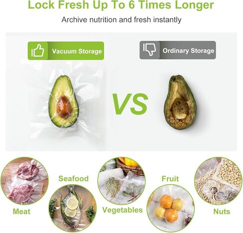 ماكينة تفريغ الهواء من Bonsenkitchen، ماكينة غلق الطعام بالتفريغ من الفولاذ المقاوم للصدأ مع نظام غلق بالتفريغ 8 في 1، 6 أوضاع لتفريغ الطعام، قطاعة مدمجة وتخزين الحقائب، تصميم مدمج مع مجموعة أدوات البدء in Kuwait