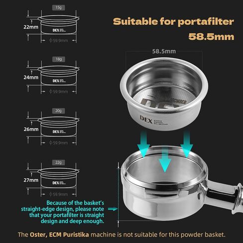 MHW-3BOMBER 58mm Espresso Filter Basket DEX 15g High Precision Basket Espresso Stainless Steel Coffee Filter FB5620 in Saudi Arabia