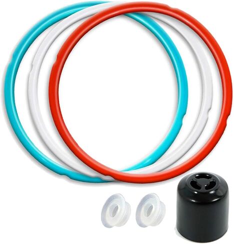 6QT Silicone Sealing Ring 3 Pack with Steam Release Valve Compatible for Instant Pot ULTRA and Float Valve Sealer, Savory Sky Blue & Sweet Cherry Red & Common Transparent White … in Saudi Arabia