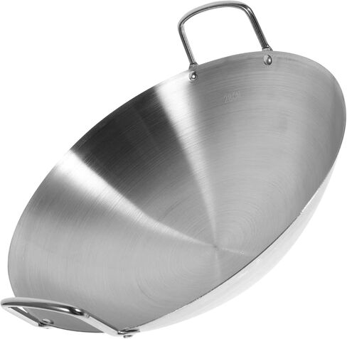 Stainless Steel Wok Flat Bottom Wok Stainless Steel Saute Pan Wok for Induction Cooktop Stir Fry Pan Korean Soup Pots Grilling Wok Pot Kitchen Gadget Wok with Double Handle Metal in Saudi Arabia