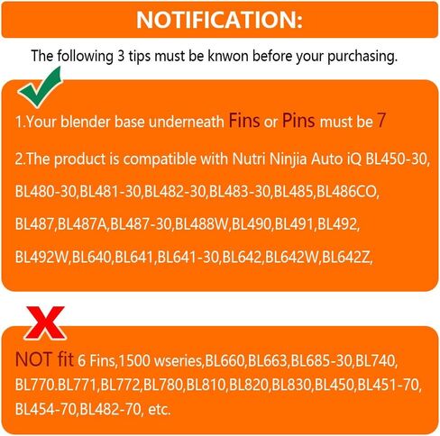 Blender Blade Fit for Ninja, Replacement Parts 6 Fin Male Blade, Blender Accessories Compatible with Nutri Ninja Auto IQ BL660 BL663 & BL740, Only Fit 16oz Cups in Kuwait