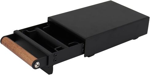 درج صندوق دق الإسبريسو من ديبتسا، حاوية القهوة من الفولاذ المقاوم للصدأ مع مقبض خشبي، شريط مطاطي قابل للإزالة وقاعدة غير قابلة للانزلاق، صغير 10.24 × 5.51 × 2.56 بوصة (أسود) in Kuwait