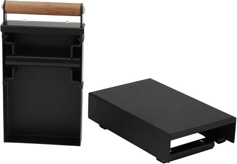 درج صندوق دق الإسبريسو من ديبتسا، حاوية القهوة من الفولاذ المقاوم للصدأ مع مقبض خشبي، شريط مطاطي قابل للإزالة وقاعدة غير قابلة للانزلاق، صغير 10.24 × 5.51 × 2.56 بوصة (أسود) in Kuwait