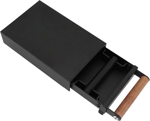 درج صندوق دق الإسبريسو من ديبتسا، حاوية القهوة من الفولاذ المقاوم للصدأ مع مقبض خشبي، شريط مطاطي قابل للإزالة وقاعدة غير قابلة للانزلاق، صغير 10.24 × 5.51 × 2.56 بوصة (أسود) in Kuwait