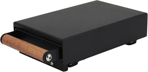 درج صندوق دق الإسبريسو من ديبتسا، حاوية القهوة من الفولاذ المقاوم للصدأ مع مقبض خشبي، شريط مطاطي قابل للإزالة وقاعدة غير قابلة للانزلاق، صغير 10.24 × 5.51 × 2.56 بوصة (أسود) in Kuwait