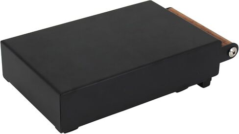 درج صندوق دق الإسبريسو من ديبتسا، حاوية القهوة من الفولاذ المقاوم للصدأ مع مقبض خشبي، شريط مطاطي قابل للإزالة وقاعدة غير قابلة للانزلاق، صغير 10.24 × 5.51 × 2.56 بوصة (أسود) in Kuwait