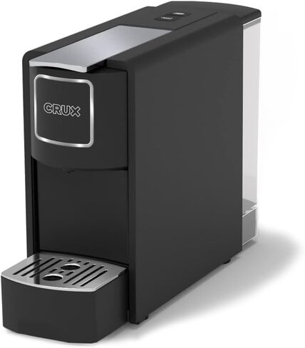 Crux Espresso Machine for Nespresso Pods - Programmable Coffee Brewer Capsule Compatible with Large Removable Water Tank and Drip Tray, Black and Silver in Kuwait