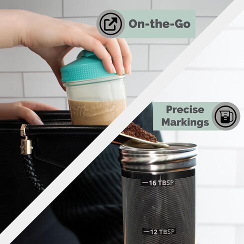 Masontops Cold Brew Makers Kit - Deluxe Iced Coffee Maker with Glass Pitcher & Stainless Steel Mesh Filter - Easy Pour Fridge Cold Brewer System in Kuwait