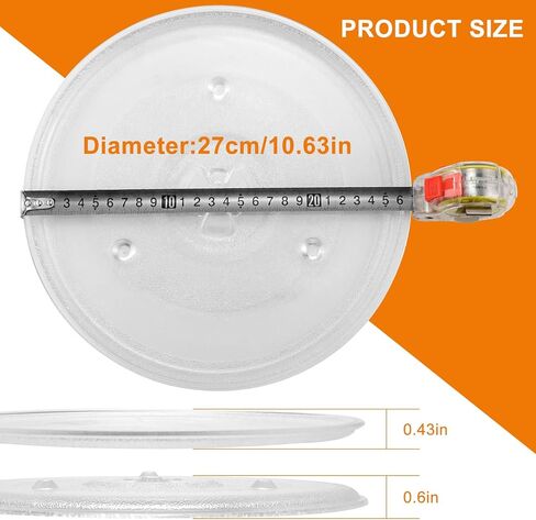 امي بارتس طبق زجاجي للميكروويف مقاس 10.6 انش/27 سم متوافق مع جي اي يستبدل P23 WB48X21336 PS8755334 252100500497 HB-P90D23 in Kuwait