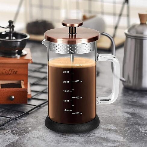 French Press Coffee Maker 34 Ounce Espresso Tea Coffee Maker with 4 Filters System, Stainless Steel Plunger and Heat Resistant Borosilicate Glass BPA-Free Brewed Tea Pot Coffee Plunger in Kuwait